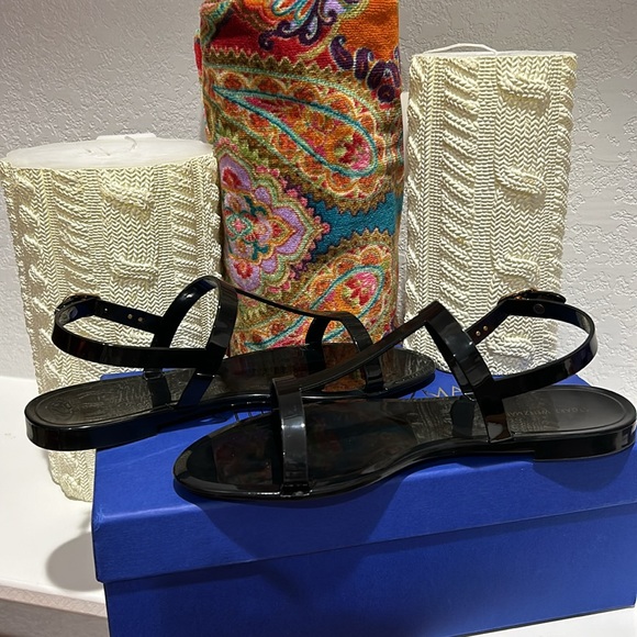 Stuart Weitzman Black Flat Sandals - Picture 10 of 11